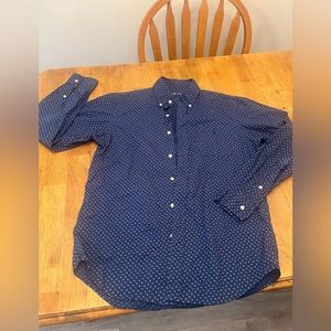 Ralph Lauren Men’s Button Up Shirt. Size Medium. Floral Micro Print, Navy Color